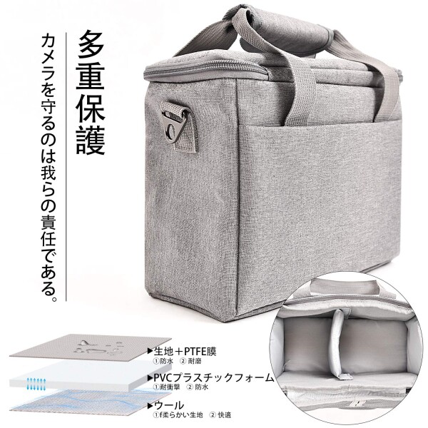 FOSOTO 一眼レフカメラバッグ カメラ収納用ショルダーケース Canon EOS M50 PowerShot SX420 SX430 SX70 SX50 SX30IS Sony a6400 RX10 DSC-H300 Nikon Coolpix P900などに対応機種 防水ナイロン製 レインカバー付き お