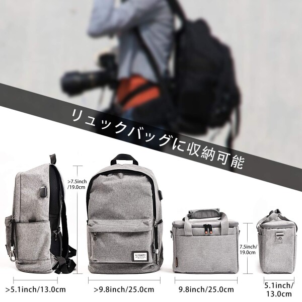 FOSOTO 一眼レフカメラバッグ カメラ収納用ショルダーケース Canon EOS M50 PowerShot SX420 SX430 SX70 SX50 SX30IS Sony a6400 RX10 DSC-H300 Nikon Coolpix P900などに対応機種 防水ナイロン製 レインカバー付き お