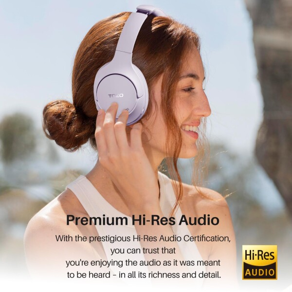 TOZO HT2 ワイヤレスノイズキャンセリングヘッドホン Hi-Res ハイレゾ対応 bluetooth (5.3) AUX有線接続（USB非対応） アクティブノイズキャンセリング 38dB低減 暖色系音質 カスタムEQ「寒色系変_1