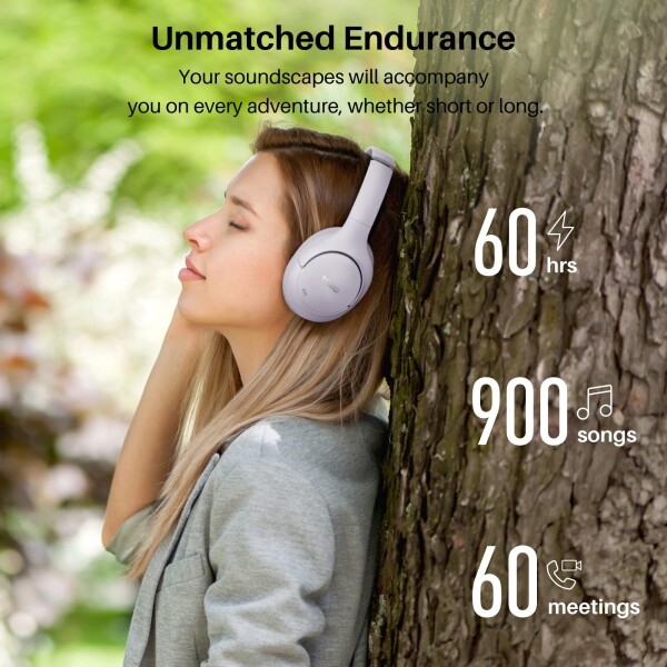 TOZO HT2 ワイヤレスノイズキャンセリングヘッドホン Hi-Res ハイレゾ対応 bluetooth (5.3) AUX有線接続（USB非対応） アクティブノイズキャンセリング 38dB低減 暖色系音質 カスタムEQ「寒色系変_4