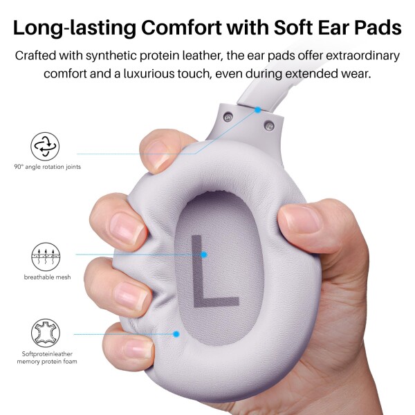 TOZO HT2 ワイヤレスノイズキャンセリングヘッドホン Hi-Res ハイレゾ対応 bluetooth (5.3) AUX有線接続（USB非対応） アクティブノイズキャンセリング 38dB低減 暖色系音質 カスタムEQ「寒色系変_6