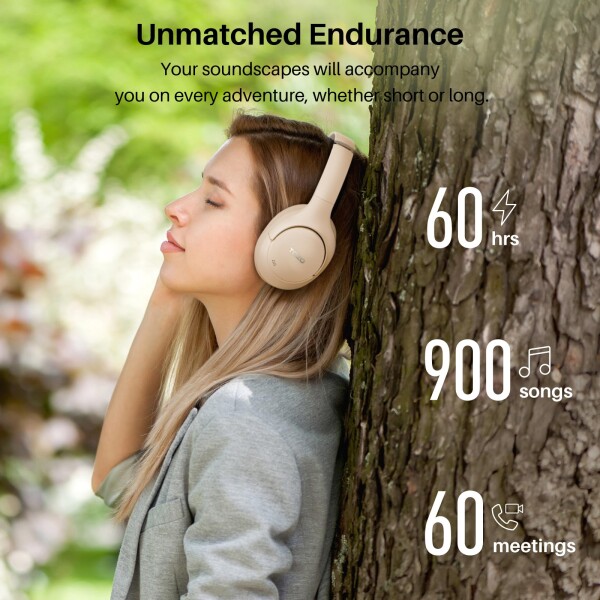 TOZO HT2 ワイヤレスノイズキャンセリングヘッドホン Hi-Res ハイレゾ対応 bluetooth (5.3) AUX有線接続（USB非対応） アクティブノイズキャンセリング 38dB低減 暖色系音質 カスタムEQ「寒色系変_4