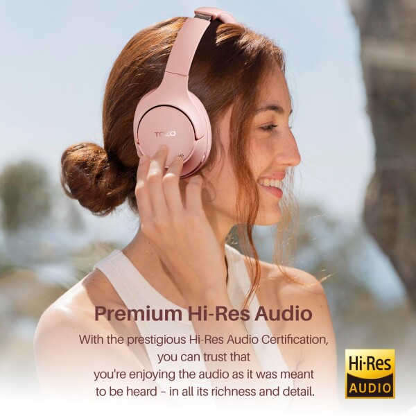 TOZO HT2 ワイヤレスノイズキャンセリングヘッドホン Hi-Res ハイレゾ対応 bluetooth (5.3) AUX有線接続（USB非対応） アクティブノイズキャンセリング 38dB低減 暖色系音質 カスタムEQ「寒色系変_2