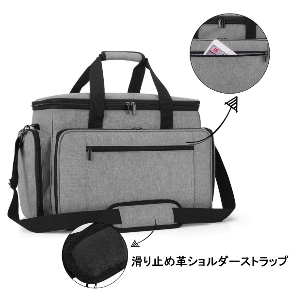 Luxja ミシンケース ハードボード付き 裁縫道具もまとめて収納 クッション性(グレー)