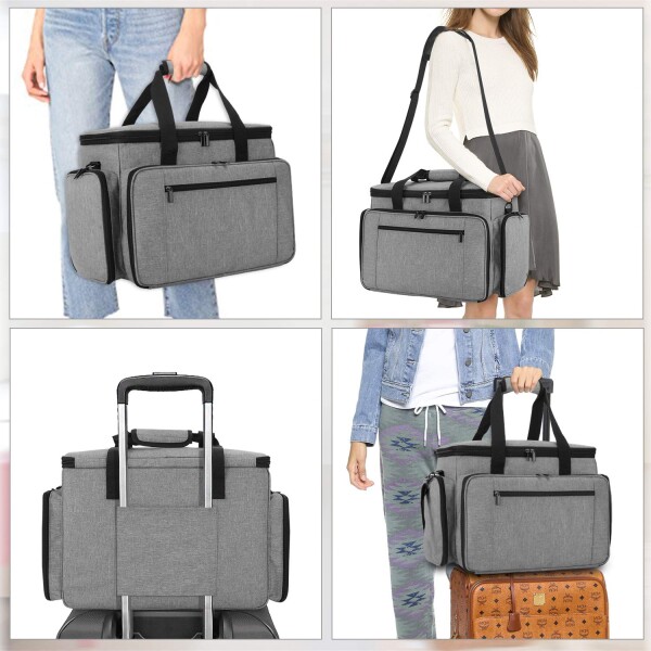 Luxja ミシンケース ハードボード付き 裁縫道具もまとめて収納 クッション性(グレー)