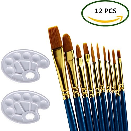ペイント ブラシ アクリル筆 油絵筆 水彩筆 画筆 絵の具筆 オイルペイント用 10本ブルー