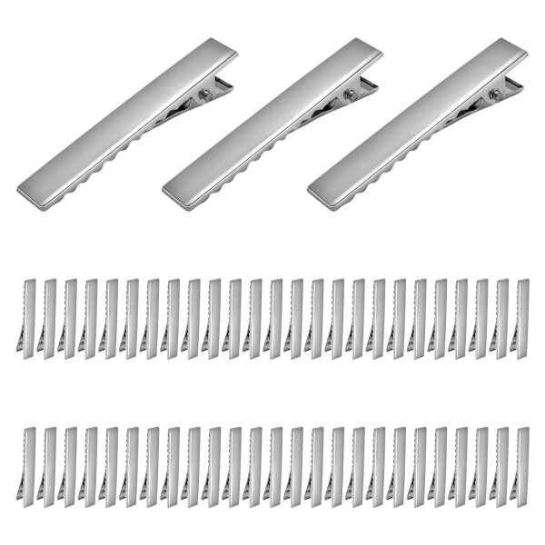 ヘアクリップ 約50個入り 66mm ヘアピン ハンドメイド 髪留め 金具 ヘアアクセサリー パーツ シルバー DIY ホビー 業務用 手芸用品 大人 子供