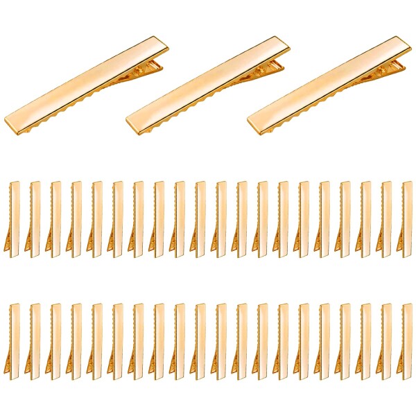 ヘアクリップ 約40個入り 65mm ヘアピン ハンドメイド 髪留め 金具 ヘアアクセサリー パーツ ゴルード DIY ホビー 業務用 手芸用品 大人 子供 (ゴールド6.5cm)