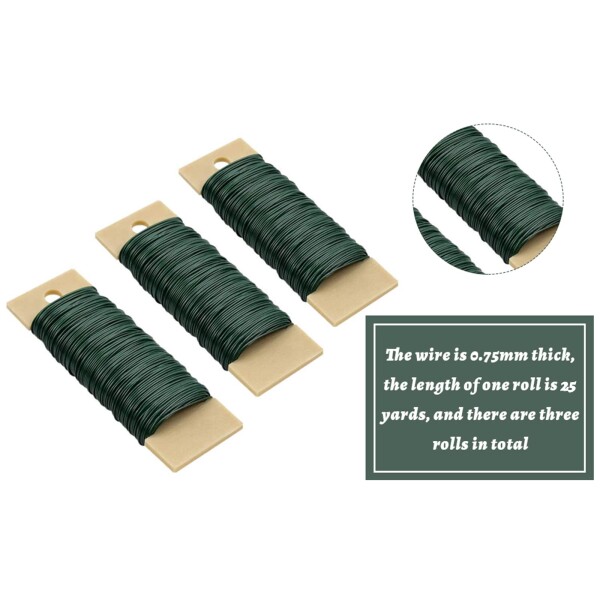 塗装鉄線 緑 造花 リース ワイヤー 22＃ 23m 0.76mm 花資材 クリスマス 花 手芸 3個セット その他