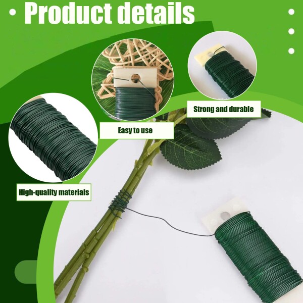 塗装鉄線 緑 造花 リース ワイヤー 22＃ 23m 0.76mm 花資材 クリスマス 花 手芸 3個セット その他