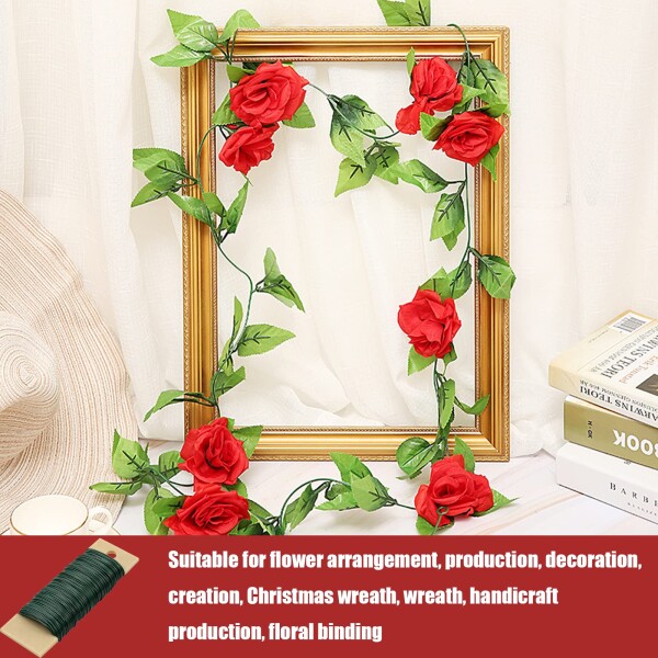 塗装鉄線 緑 造花 リース ワイヤー 22＃ 23m 0.76mm 花資材 クリスマス 花 手芸 3個セット その他