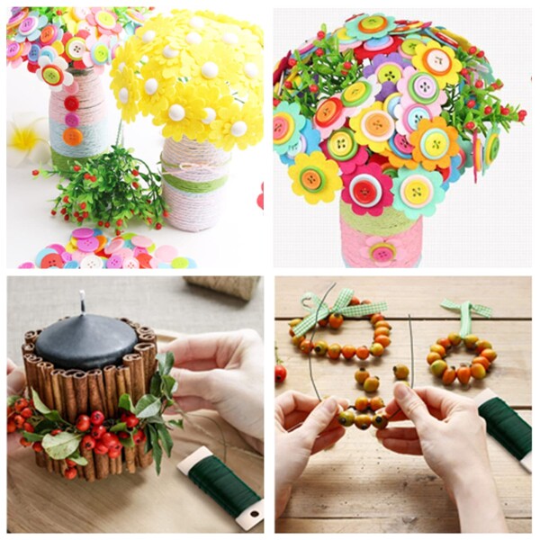 塗装鉄線 緑 造花 リース ワイヤー 22＃ 23m 0.76mm 花資材 クリスマス 花 手芸 3個セット その他