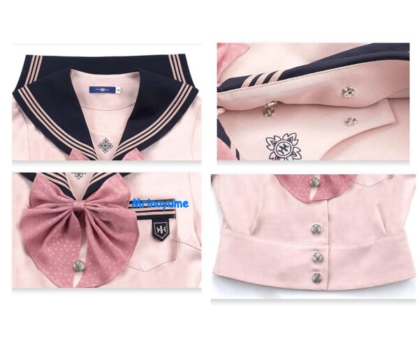 (Mrinoyume) セーラー服 コスプレ 大きいサイズ 半袖 ロングスカート 白心谷 本格的 JK制服 4点セット 未来ノ夢 (ピンク 撫蝶少女 半袖ショート, L)_5