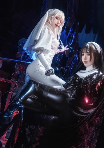 聖シスター コスプレ衣装 ハロウィン クリスマス コスチューム 白修道女 S