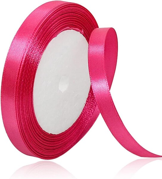 10mm ローズレッド サテンリボン、23メートル手芸用ファブリックリボン、ギフトラッピング、ヘアリボン、誕生日や結婚式の装飾