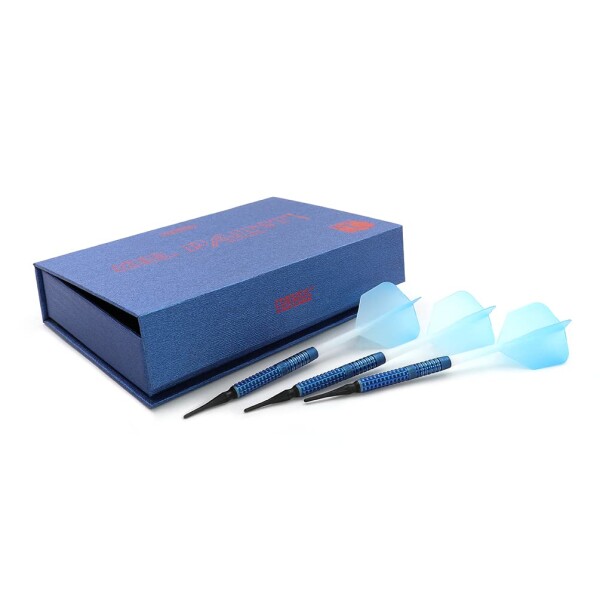 CUESOUL BLUE COCKTAIL 20g Soft Tip 90% Tungsten Dart Set、油絵の具仕上げ+シャフト一体型フライトグラデーションM(CSOP-90R20K11)