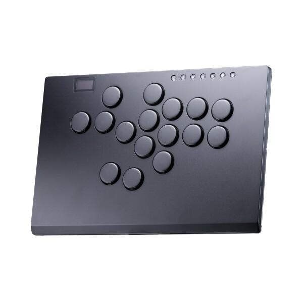 レバーレス アーケード スティック ゲーム コントローラー: Haute42 M16+ 大型でスリムなアルミニウム合金テンプレート - 16 キー Crystal ロープロファイル スイッチ - PC/PS4/PS3/Switch 用のカス