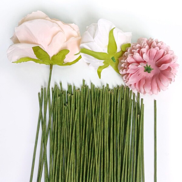 OrgMemory 造花の茎 100個 25cm 太さ2mm フラワーDIY用 地巻ワイヤー になる 花芸素材ギット 手芸 人工花茎 手作りキット 造花 花束 ギフト 造形材料 曲げ可能 フラワーワイヤー 手芸用ワイヤー その他