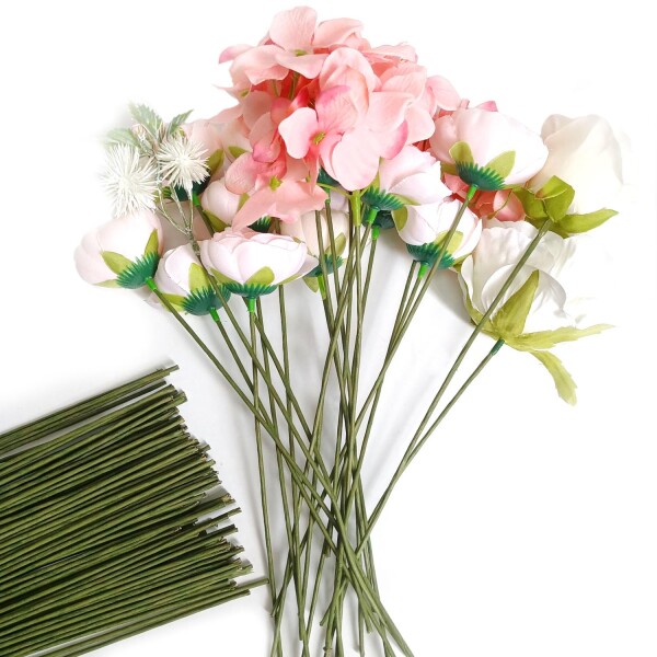 OrgMemory 造花の茎 100個 25cm 太さ2mm フラワーDIY用 地巻ワイヤー になる 花芸素材ギット 手芸 人工花茎 手作りキット 造花 花束 ギフト 造形材料 曲げ可能 フラワーワイヤー 手芸用ワイヤー その他