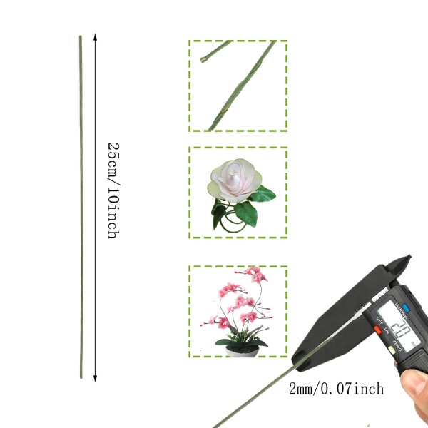 OrgMemory 造花の茎 100個 25cm 太さ2mm フラワーDIY用 地巻ワイヤー になる 花芸素材ギット 手芸 人工花茎 手作りキット 造花 花束 ギフト 造形材料 曲げ可能 フラワーワイヤー 手芸用ワイヤー その他
