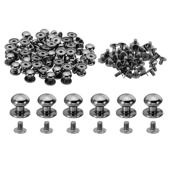PATIKIL 衣類用10mmスタッズ 30セット スタッズレザーリベット コーンスボタンヘッドメタルスクリュースタッズポスト レザークラフト用 黒