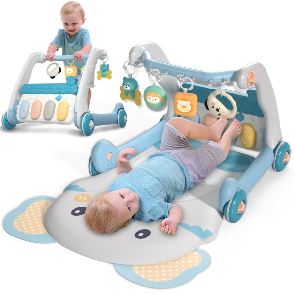 ベビーピアノプレイマット、音楽付きおもちゃ、幼児向け遊び場 (Blue)