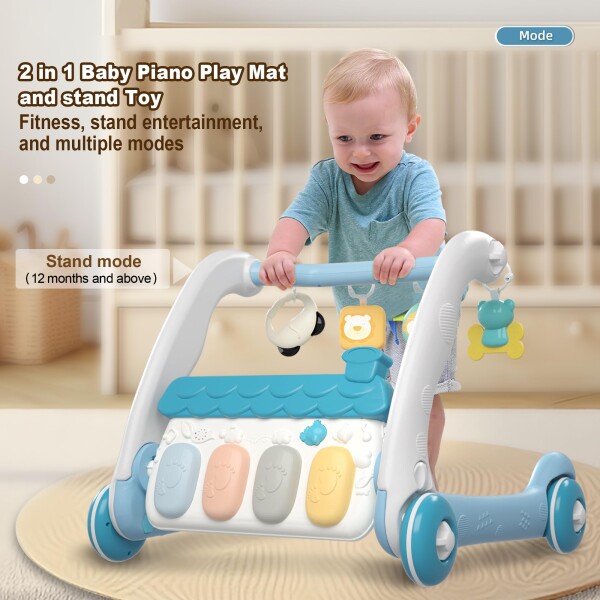 ベビーピアノプレイマット、音楽付きおもちゃ、幼児向け遊び場 (Blue)_8