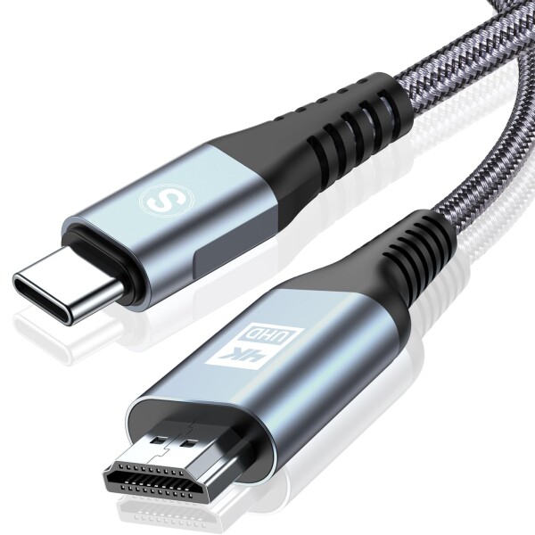 USB Type C HDMI 変換ケーブル 6M sweguard 単方向通信 USB C to HDMIケーブル Thunderbolt 3/4 iPhone16/iPhone15 Pro Max Plus/Samsung Galaxy S25/S24/S23/S22/S21/MacBook Air/MacBook Pro/Galaxyなど対応 (灰)