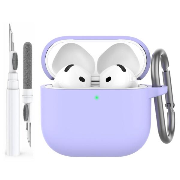 AHASTYLE AirPods ケース カバー (2024) ソフトシリコーン AirPods 4 用 クリーニングキット付き Apple AirPods 4 用 フルボディ 耐衝撃カバー スキン USB-C 充電ケース ワイヤレス充電対応