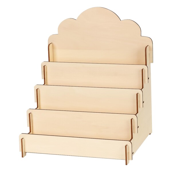 木製 展示台 4段 陳列棚 ディスプレイ棚 カード・名刺・ポストカード