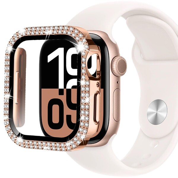 BOOLINN 可兼容 Apple watch 10 ケース 46mm 42mm 対応 アップルウォッチ 本体 ダブルダイヤモンド ガラスフィルム付 超薄型 PC+ガラス素材 高透過率 apple watch10 ケースキズ防止 簡単に取り付け・取