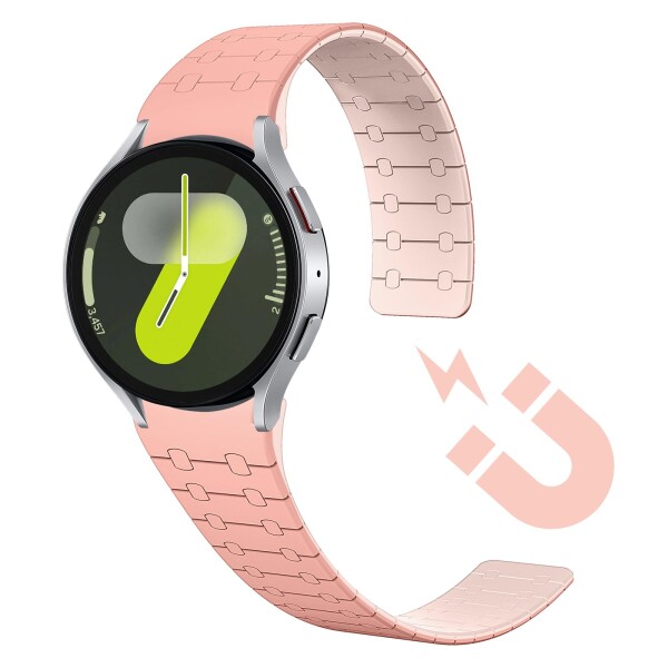 (LanQii) バンド 用の Samsung Galaxy Watch 7/6/5/4 (40mm 44mm)/Samsung Galaxy Watch FE/Galaxy Watch 6 Classic (43mm 47mm) 対応 シリコーン 磁気ストラップ バンド 柔軟 軽量 防水 ピンク