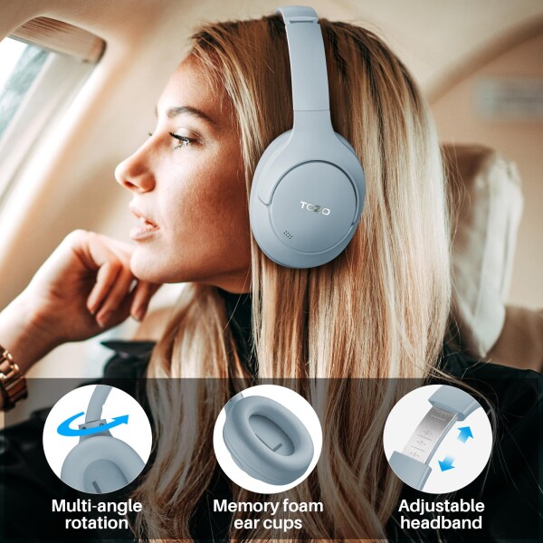 TOZO HT2 ワイヤレスヘッドホン Hi-Res Audio(有線ハイレゾ) 40mm ダイナミックドライバ 密閉型 折り畳み式 軽量 Bluetooth5.3 無線 Type-C & AUX有線接続 最大38dBのノイズを低減ノイズキャンセリング_7