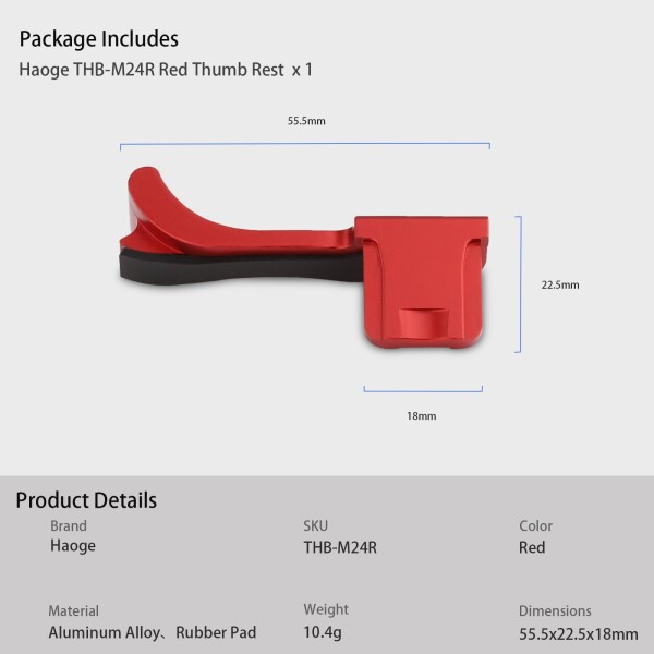 Haoge THB-M24R 親指アップグリップ 赤 サムレスト レッド 各社カメラ対応 サムグリップ 親指アップグリップ for ライカ Leica M Typ240 M240, M-P Typ 240 M240P, M Typ262 M262, M-D Typ 262_7