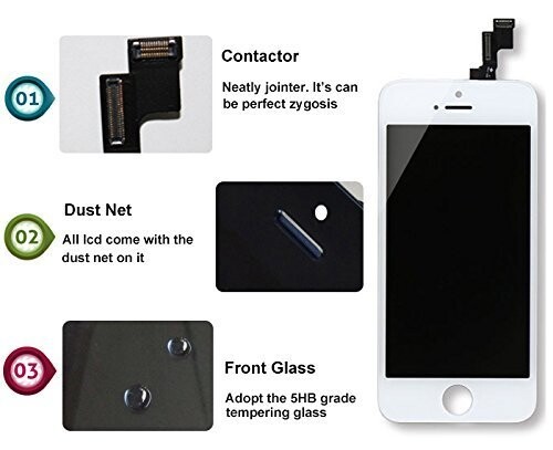 Sintron OEM 液晶パネル LCD - For iPhone 5 フロントパネル 白 4インチ スクリーン 修理パーツ 工具セット付属(For iPhone 5, White)_3