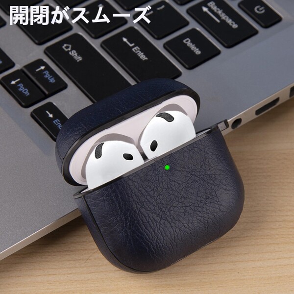 BOOLINN Airpods4 ケース 第4世代 (2024) airpods4 ケース 革 高級本革 PUレザー 落下防止 耐衝撃 保護ケース AirPods 4 レザーケース 装着充電可能 LEDライト可視 ワイヤレス充電対応 持ち運びに便利 その他ヘッドホン・イヤホン