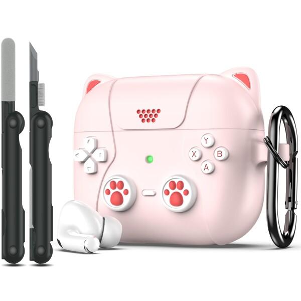 RFUNGUANGO AirPods Pro 第 2 世代/第 1 世代ケースカバー キーチェーン付き、子供男性と女性向けのゲームプレーヤーデザイン、AirPods Pro 第 2/1 世代 (2023/2022/2019) 充電ケース用ソフトシリコンケ