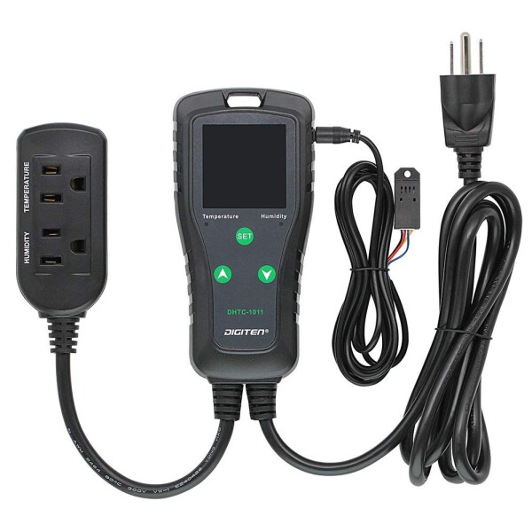 DIGITEN温度および湿度コントローラーDHTC-1011温湿度コントローラー 爬虫類テラリウムキノコ温室自作発酵用の配線済みデュアルステージアウトレットデジタルサーモスタット湿度計_1