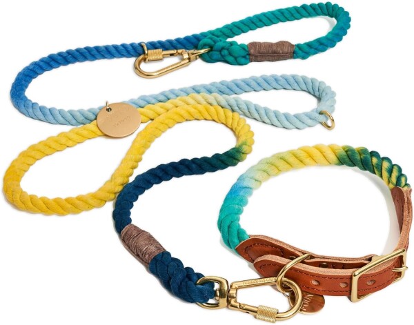 Found My Animal - アバコオンブルコットンロープ犬用リード、(小) - 高耐久犬用トレーニングリード - 調節可能な真鍮のロック可能なカラビナ - 手作りの編み込み犬用リードロープ - 米国製_3
