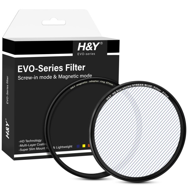 H&amp;Y ストリークフィルター 67mm EVO ストリークブルー フィルターキット マグネット式 ねじ込み式両対応 ライン状フレア効果 薄枠 帯電防止 防汚 撥水 防傷 ESB67
