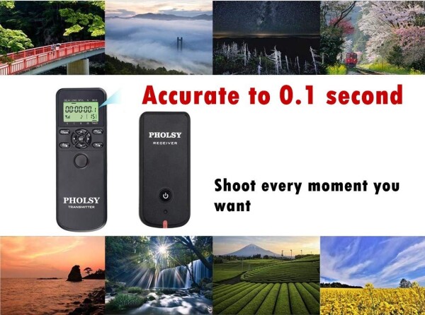 PHOLSY ワイヤレスレリーズ タイマーリモートコントローラー HDR インターバル バルブ タイマー Nikon 用 Z8 Z9 Z5 Z7-II Z6-II D750 D780 D7500 D7200 D5600 D5500 P7700 P7800 P950 D3 D4 D5 D6 D800 D850 D700_4