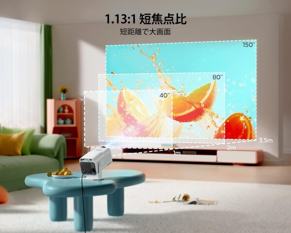 プロジェクター 小型&600ANSI 高輝度リアル1080P&4K対応