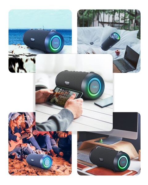 MIFA A90 Bluetoothスピーカー IPX7防水 60W大音量 ワイヤレスステレオ対応 RGB LEDライト 30時間連続再生 Micro SDカード対応 TWS機能 USB C充電 保護ケース・ポータブルストラップ付き_5