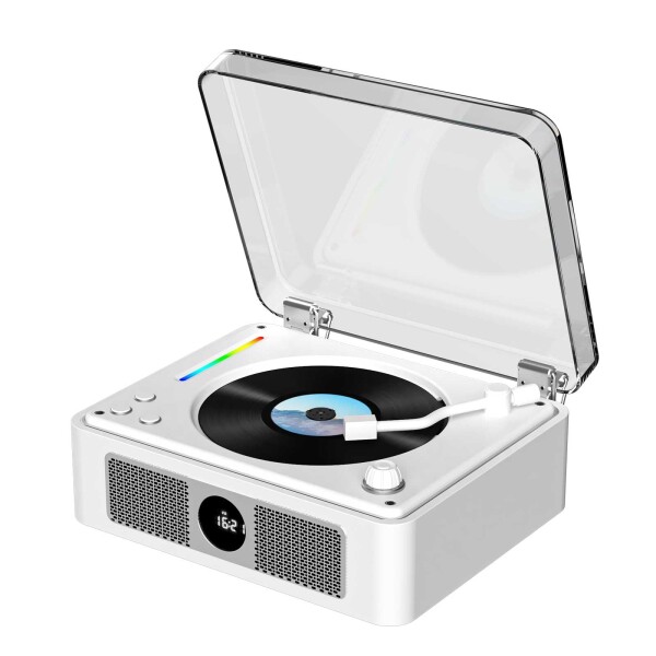 THINKYA CDプレーヤー Bluetooth受信/送信 レトロ 充電式 ステレオスピーカー内蔵 CDプレイヤー 卓上置き 一機多用 木製の環境に優しいシェル USB/光ケーブル対応/AUX ポータブル リモコン付き