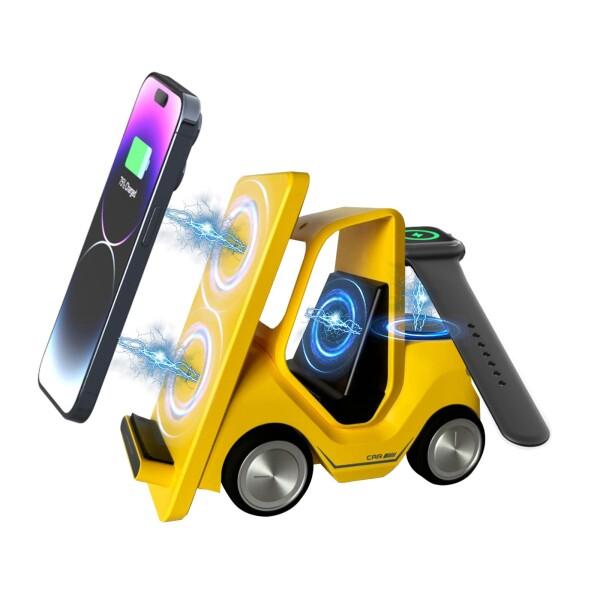 ワイヤレス充電器 3in1急速充電15W/10W/7.5W 同時充電 Qi認証済みiPhone/Apple Watch/Airpodsに対応 置くだけ iPhone16/15/14/13/12/11シリーズ Galaxy/Huawei/AirPods Pro/3/2/Apple Watchに対応 日本語説明書 イエロー