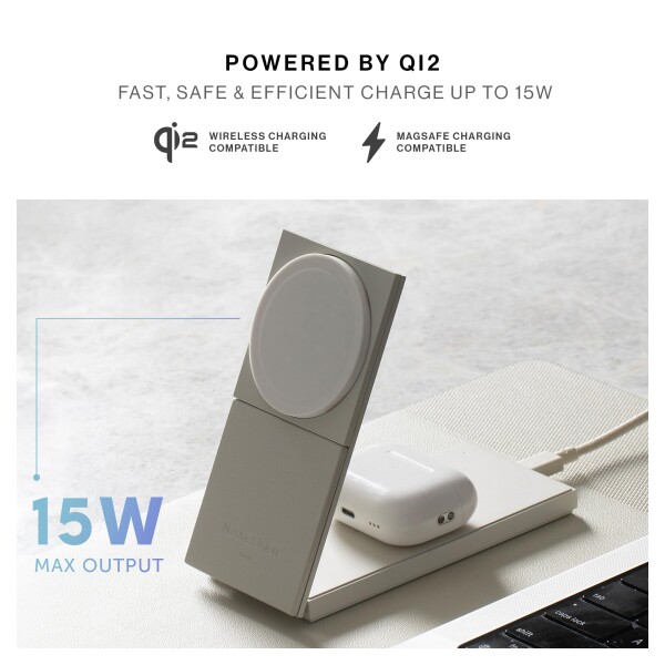 Native Union（ ネイティブユニオン）Rise 2-in-1 マグネットワイヤレスチャージャー ? Qi2認定 & MagSafe対応 ? 15W急速充電 折りたたみ式充電スタンド for iPhone Air, 17, 17e, AirPods Pro 3（サンドスト_1