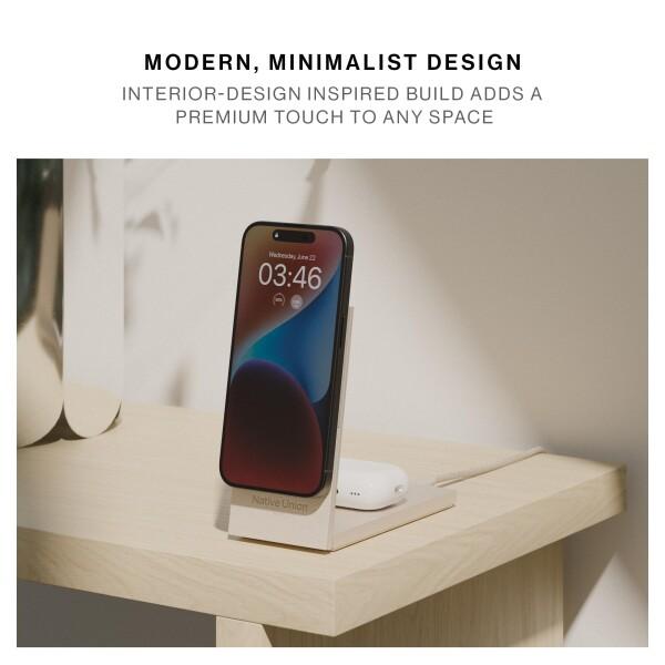Native Union（ ネイティブユニオン）Rise 2-in-1 マグネットワイヤレスチャージャー ? Qi2認定 & MagSafe対応 ? 15W急速充電 折りたたみ式充電スタンド for iPhone Air, 17, 17e, AirPods Pro 3（ブラック）_5