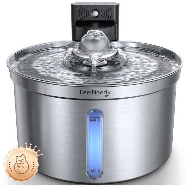 猫 給水器 コードレス充電式 自動 FEELNEEDYステンレス製 ペット用ウォーターボウル 3段階水流モード（センサー/間欠/連続） 多層フィルター付き ワイヤレス 猫 水飲み場 給水機 304ステン