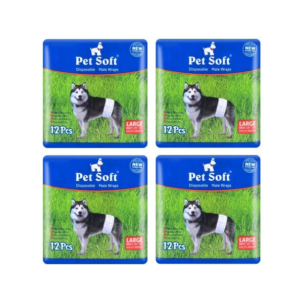 犬 おむつ 男の子用おむつカバー パック ズレにくい 高吸収性 漏れにくいおむつウェア お漏らし対策 高齢犬介護 マーキング防止 消臭 腹巻風マナーベルト Lサイズ 12枚*4パック