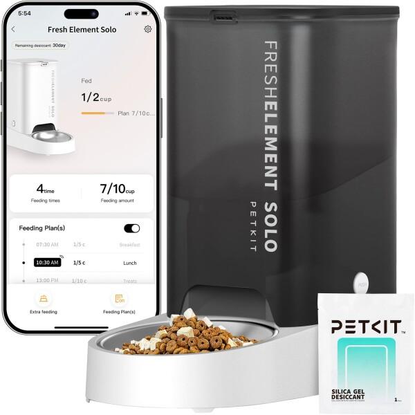 PETKIT 自動給餌器 色々な種類のフードに適応 タイマー式 スマホ管理 定時定量 手動給餌可 2WAY給電 IOS Android対応 日本語対応アプリ 3L 猫 中小型犬用 (グレー)